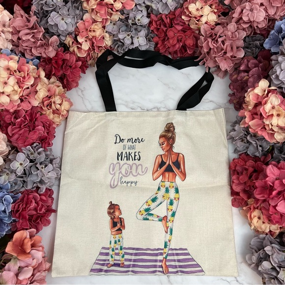 Eco-Friendly Yoga Mama with Little One Folding Tote Bag - Picture 2 of 14